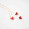 Set Cadena + Aretes Corazón Rojo mini