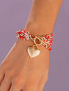 Pulsera Broche Corazón + Aretes