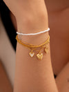 Pulsera Corazones Textura + Aretes