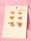 Set X3 Aretes Lazo Perla