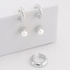 Set X3 Aretes Perlas y Entorchado silver