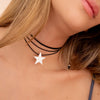 Cuerito Con Dije De Estrella + Aretes