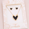 Set Cadena + Aretes Corazón Negro