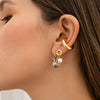 Set De Aretes 1 Par De Candongas Tejidas + 1 Par De Topos Y 1 Earcuff